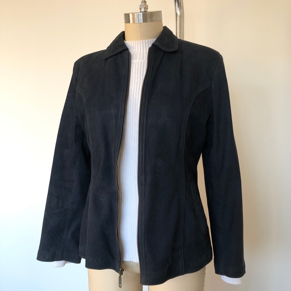 The Argento Navy Blue Leather Jacket